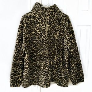 LOFT Plus Faux Fur Fleece Pullover Quarter Zip